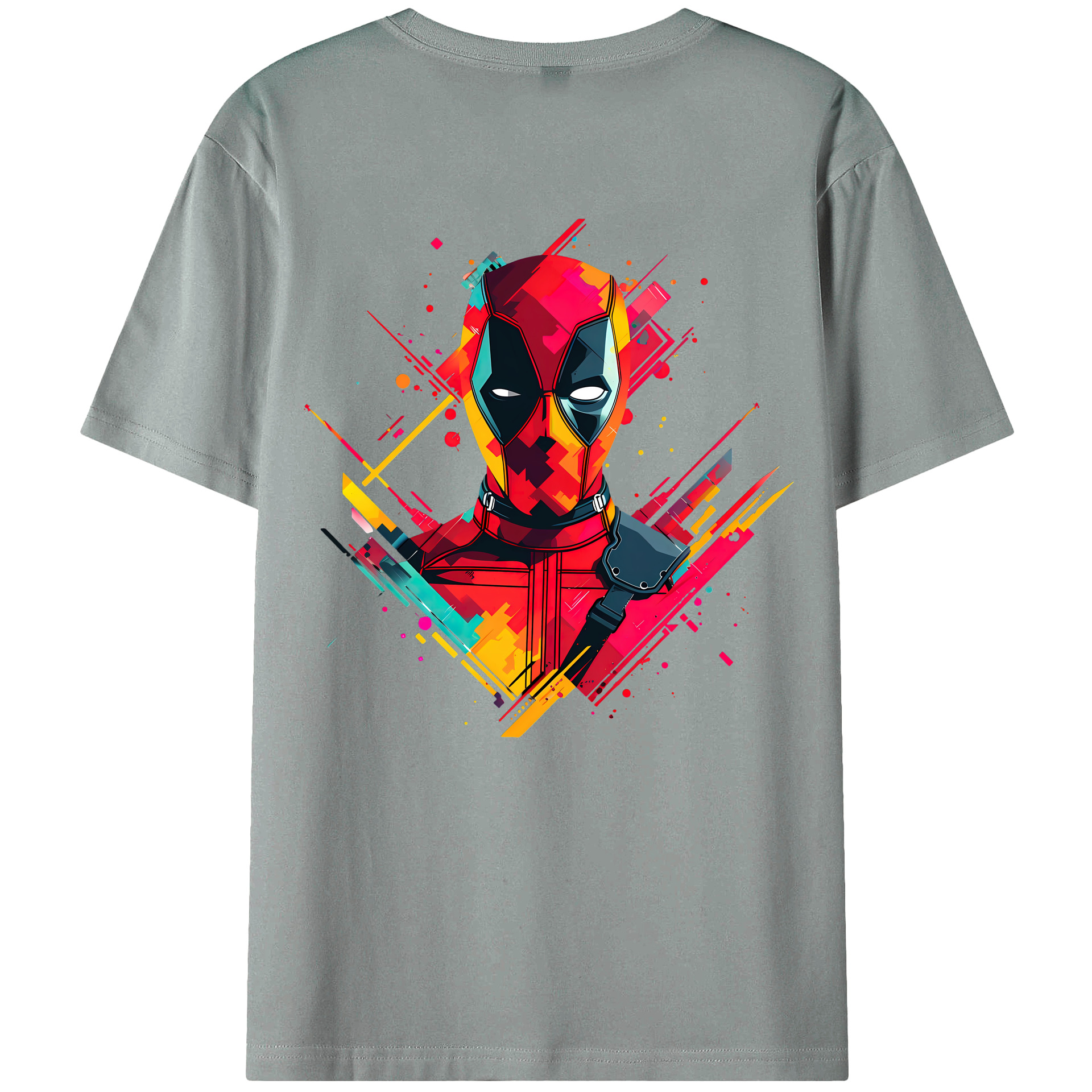（画像用） Deadpool デッドプール 綿100％ メンズ半袖Tシャツ（バックプリント） 通気性